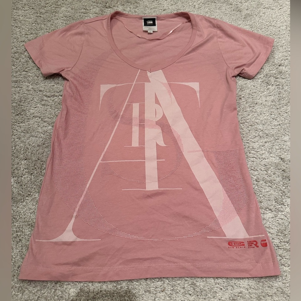 G Star Raw Women’s Pink Graphic Logo T-Shirt - Size Small
